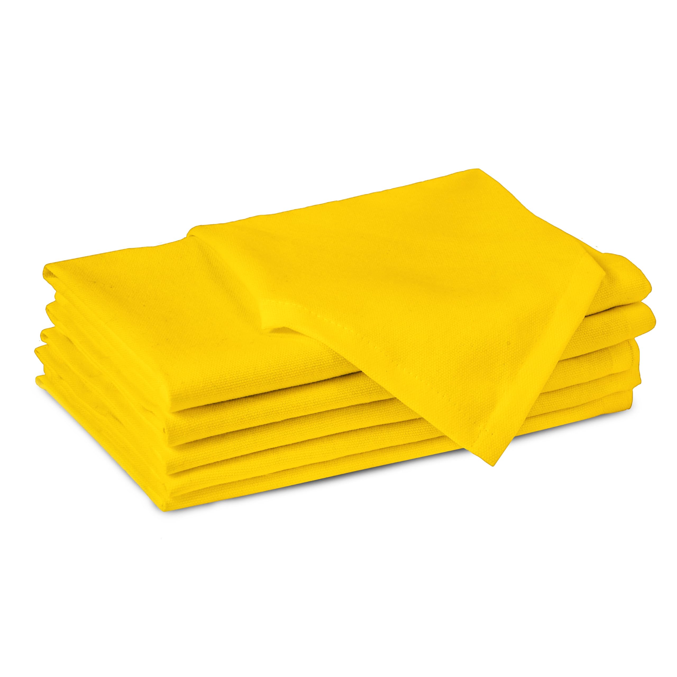 Encasa XO Sunbeam Yellow Cloth Napkins Set of 6, 17x17 in | Solid Color Cotton Dinner Napkins | Washable & Reusable Wedding Napkins for Holiday Dinners, Party, & Everyday Table Decor
