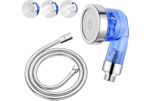 LukLoy Blue Shampoo Bowl Sprayer Head with Filter, 1/4" Nut Shampoo Bowl Hose(Stainless Steel Material) for Portable Salon Sink, 3 Sprayer Modes & High Pressure