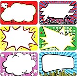 200Pcs Roll Superhero Name Tags Labels Perforation Line Design for School Office Home Stickers