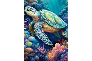 SOTYIOO Diamond Painting Kits for Adults. Sea Turtle Diamond Art Full Drill Round Gem Art 5D Diamond Dots Suitable Home Wall Decor 12x16inch