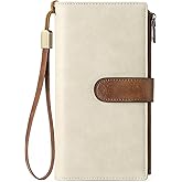 GOIACII Womens Wallets Large Capacity Credit Card Holder Rfid Wallet Women Double Zipper Pocket Leather Bifold Ladies Wristlet Clutch Wallet