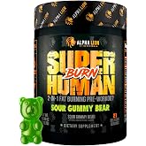 ALPHA LION Superhuman Burn, 2 in 1 Metabolism Booster Pre Workout and Men's Thermogenic Fat Burner, Sour Gummy Bear (Hulk Juice), Package Varies