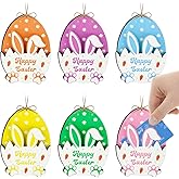 6Pcs Easter Bunny Money Holder for Cash, Easter Basket Stuffers Gifts Card Holder with Egg Bunny Table Decorations Hanging Ornaments, Spring Wooden Cash Sleeves Gift Tags for Boy, Girl, Teens