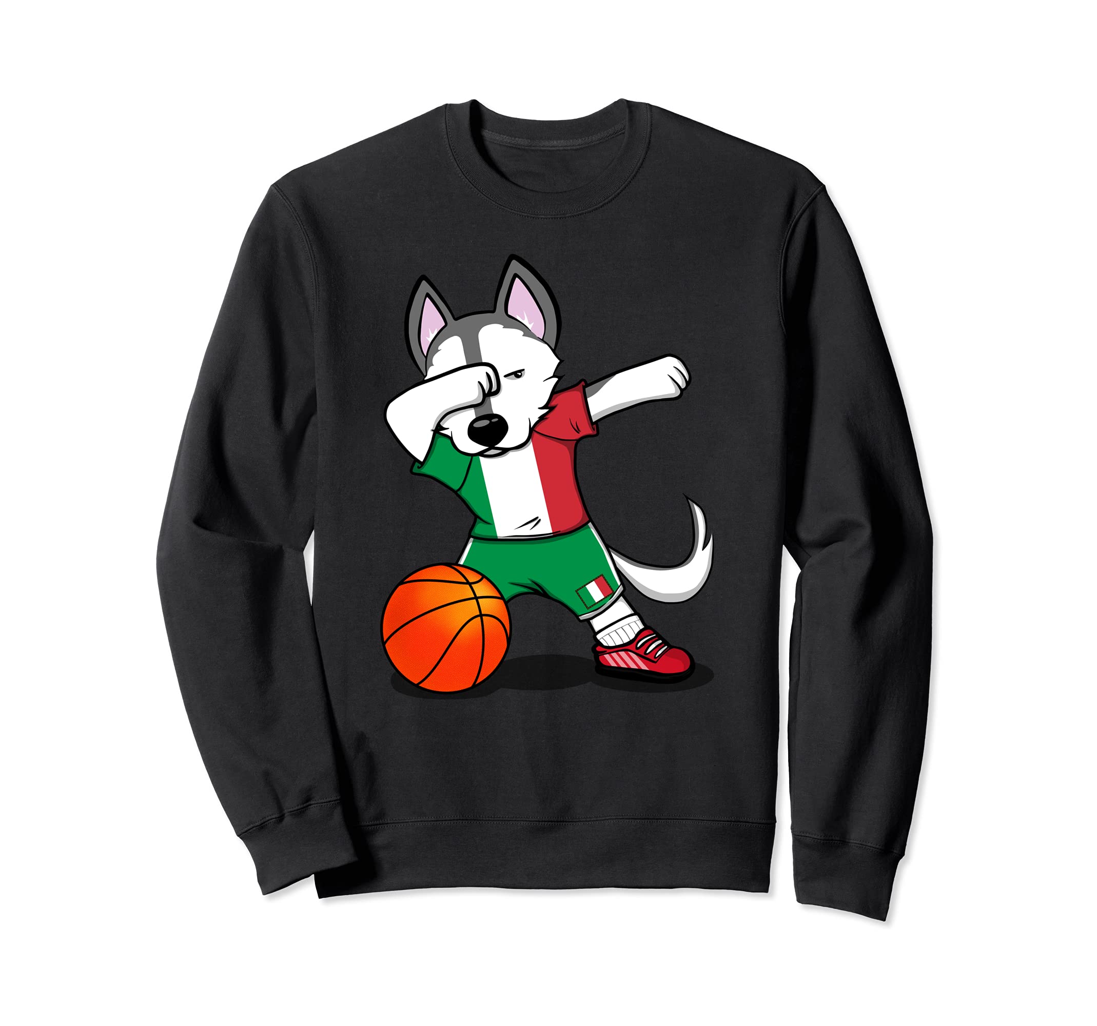 Dabbing Husky Italy Basketball Fans Jersey - Italian Flag Sweatshirt