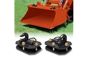 OCTOMO 2 Pack 3/8" Tractor Bucket Hooks with D Ring, Grade 70 Forged Steel Bolt On Grab Hook for Tractor Bucket Compatible with Kubota, John Deere, Kiot, RV, UTV, Truck, Max 15,000 lbs,Black
