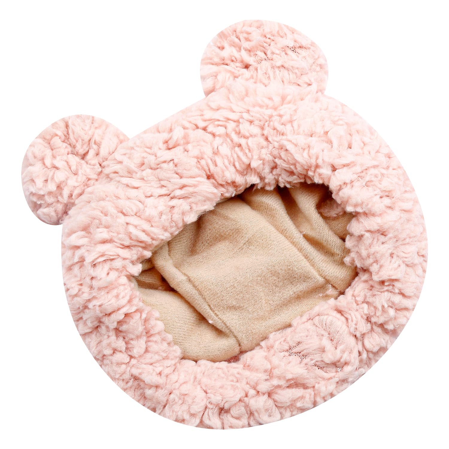 Luckious Cat Bear Hat, Soft Breathable Cute Bear Shape Headwear, Adjustable Ears Pet Hat Kitten Costume Winter Accessory Photo Props Gifts for Cat Puppy Dog (Pink)