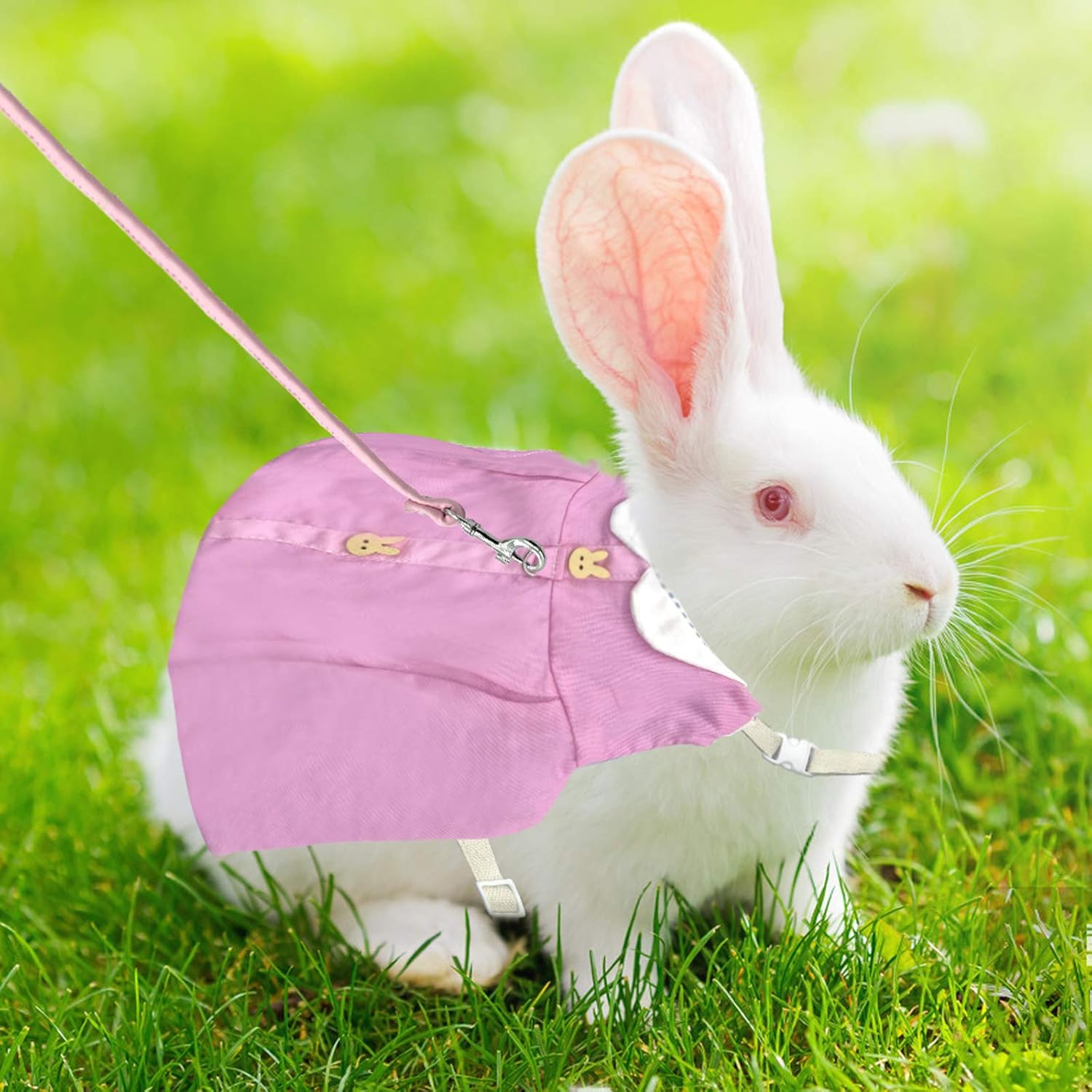 Rabbit Harness and Lead Set Cute Pink Bunny Harness Soft Cotton Antibreakaway Harnesses for