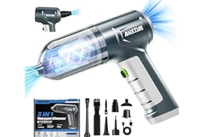 AUXTUR Car Vacuum Cleaner Portable Cordless 15000PA Brushless Motor|Handheld Vacuum Rechargeable 5200mAh Mini Car Vacuum with Super Endurance for Home and Desktop,SW101GREY