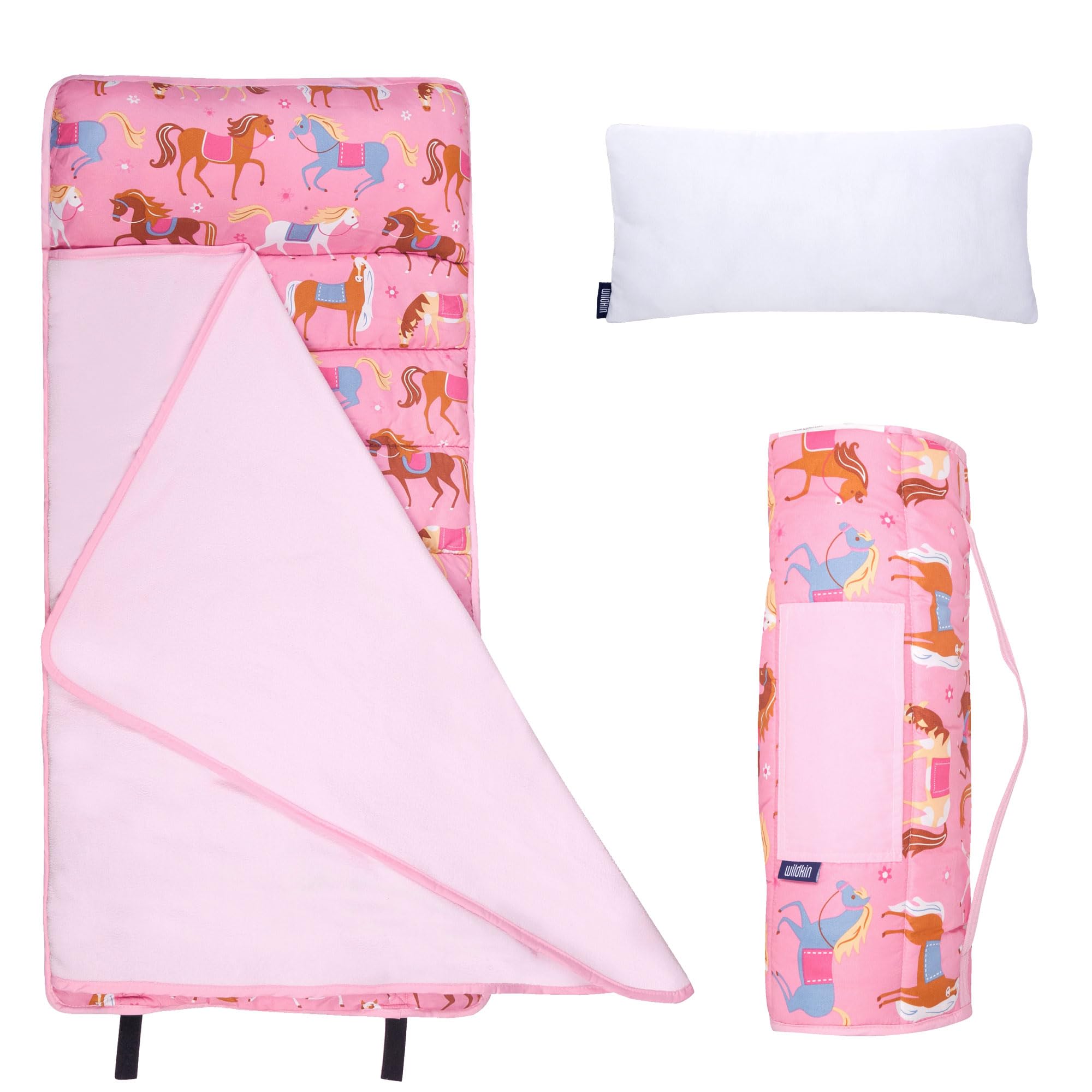 Photo 1 of Wildkin 43-inch Kids Nap Mat – Soft Microfiber Toddler Sleeping Mat with Pillow - Horses