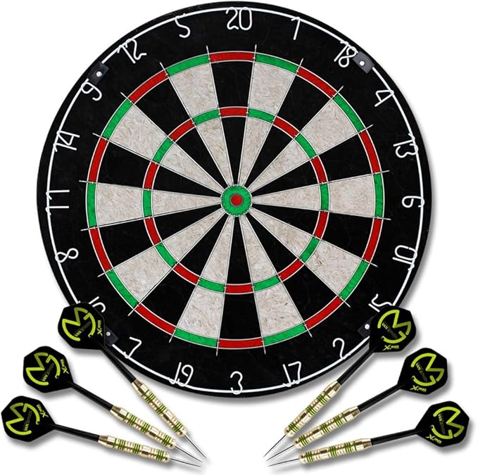 Masterdarts Dartscheibe Mit 6 Dartpfeilen - 45cm Dartboard Mit Metallspitzen Für Zuhause
