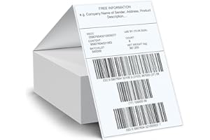 FINDAT White Fanfold Thermal Labels 6 x 4 Inch Address Shipping Stickers Vinyl Removable Self-Adhesive Waterproof Decals for 