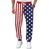 Arvilhill Men's Drawstring Joggers Patriotic American Flag Sweatpants | Soft & Comfortable, Patriotic Style, Loungewear, Workout, Elastic Waistband, Adjustable Drawstring, Side Pockets, Tapered Fit