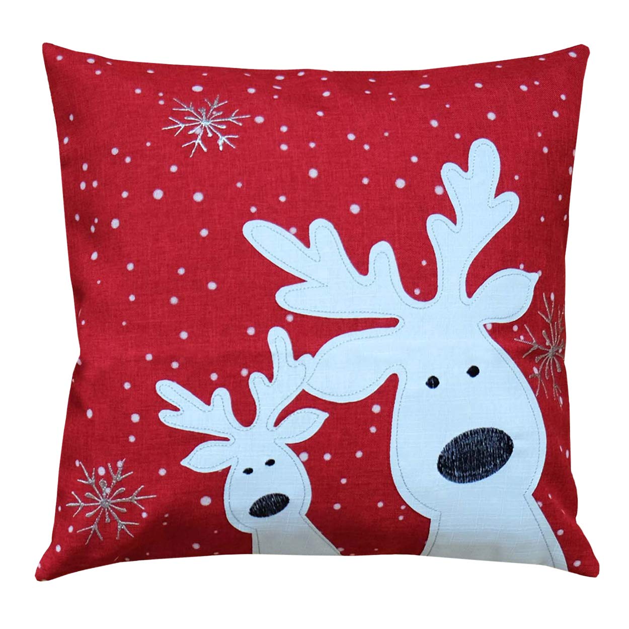 Raebel Cushion Cover 40 cm x 40 cm Embroidery Funny Elk in Red Christmas Winter