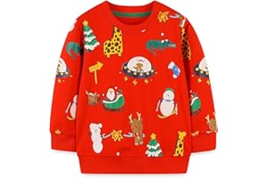 Purkartt Toddler Boy Girl Ugly Christmas Sweatshirts Kids Xmas Santa Claus Ugly Reindeer Long Sleeve Tops Clothes 2-7T