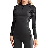 ATTRACO Long Sleeve Workout Tops for Women Zip Up Seamless Athletic Base Layer High Neck Thermal Tops