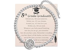 EYQV Graduation Gifts for Her Girls Women, Class of 2025 Compass Bracelet High School/College/ 5th 6th 8th Grade/Kindergarten/Preschool/Master Degree Graduation Gifts Decorations Card Present