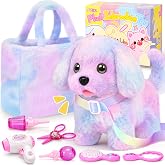 NINAOR Plush Puppy Toys for Kid with Tote Bag Interactive Dog Birthday Gift | Walking Barking Wagging Tail Robot Dog,Fidget Toys Pet Pretend Play Accessories,Plush Tote Purse Girl Gifts Stocking Stuffers