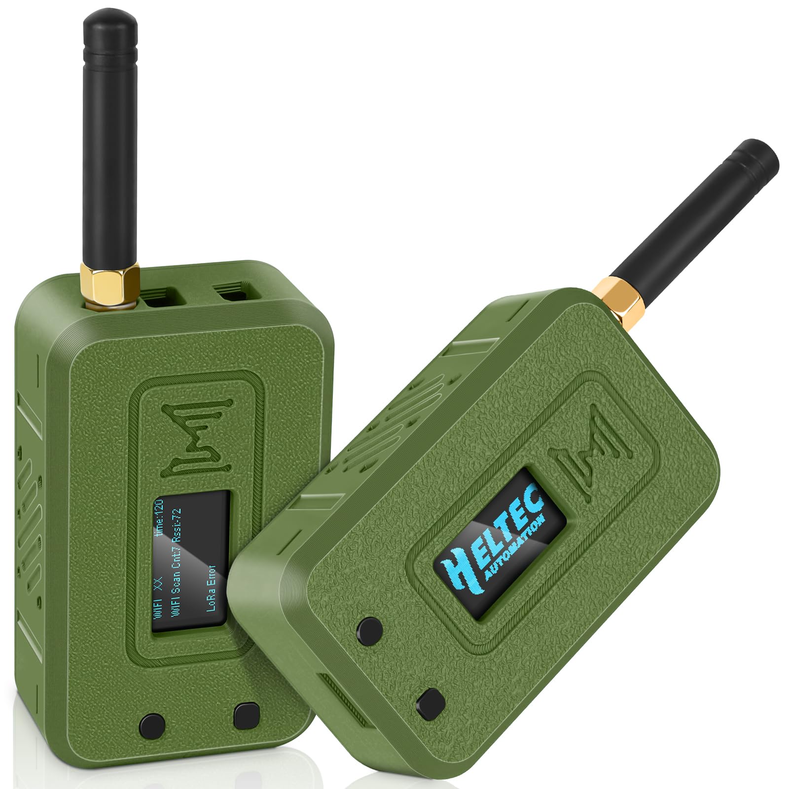 Photo 1 of 2 Set ESP32 LoRa V3 Module Board with 915 MHz Antenna + 3000mAh Battery + Case - Integrated WiFi Blue Tooth SX1262 CP2102 0.96” OLED Display Type C for Ar duino Lora Meshtastic IoT (N35, Green)