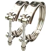3 inch V Band Clamp 304 Stainless Steel for Turbo Downpipes, 2 Pack | 3in Ex/haust Vband, Weld on, 3 5/8" Clamp ID for 3" ID V-band Flanges