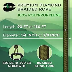 TECEUM Rope – 90 Feet x 3/8 Inch (10mm) – Army