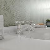 VeeBath Traditional Basin Pillar Taps - Polished Chrome Brass, G1/2 BSP Inlet, view 6