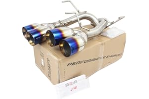 SR*S TUNING SRS Axle back QUAD TIP Exhaust Compatible/Replacement for 2011-2014 Subaru WRX STI SEDAN 4" Burnt TIPS