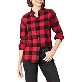 Amazon Essentials Womens Regular-Fit Long-Sleeve Lightweight Plaid Flannel Shirt