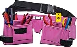 Simply Products 11 Pocket Pink Double Leather Tool Pouch Hammer Tape Holder view 4
