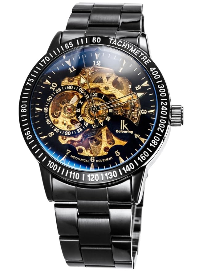 title=Alienwork IK Orologio automatico Scheletro meccanico uomo sport Design senza età