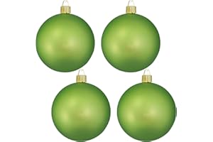 Christmas By Krebs 4" (100mm) Velvet Krypton Green [4 Pieces] Solid Commercial Grade Indoor and Outdoor Shatterproof Plastic, UV and Water Resistant Ball Ornament Decorations