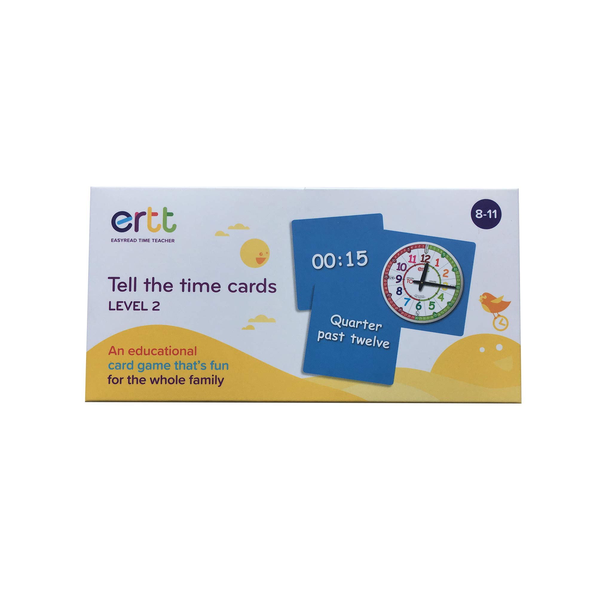 ERTT EasyRead Time Teacher Tell The Time Card Game - Level 2, Age 8-11, 60 Cards, 2 Instruction Cards, Portable, 2+ Players, 2018