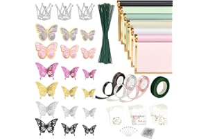 X-XIANQI Flower Wrapping Paper Kit, 315 Pcs Waterproof Korean Flower Wrap Supplies with Floral Wires, Ribbons & Gift Cards for Wedding Birthday Bouquet Arrangements