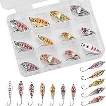 12 pièces truite pêche cuillère leurre Kit crochet unique truite