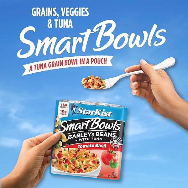 STARKIST SMART BOWLS TOMATO BASIL, 4.5 OZ POUCH (PACK OF 12) – FEATURES BARLEY & BEANS WITH WILD CAUGHT LIGHT TUNA