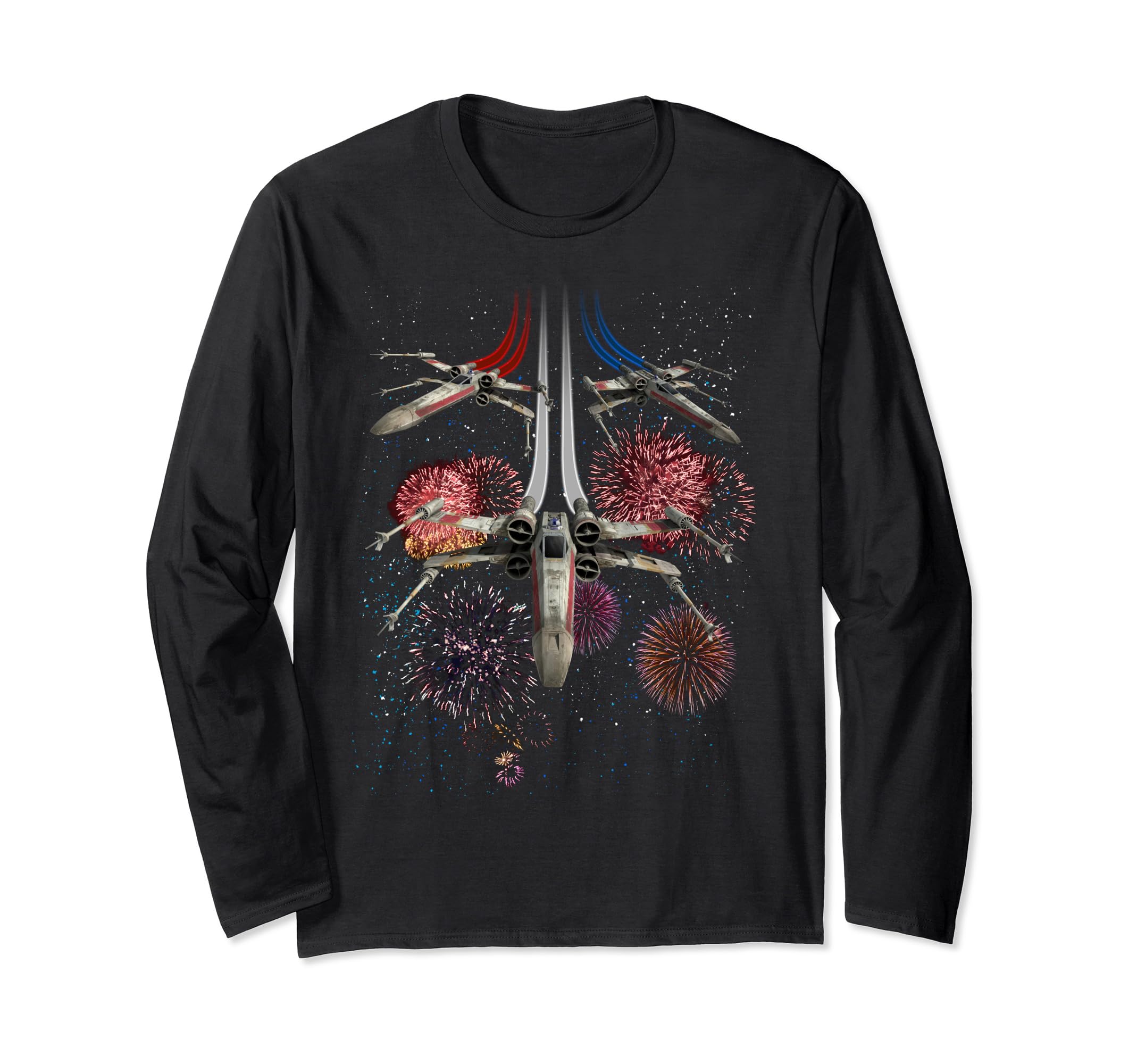 Star Wars X-Wing Party Fireworks 4th Of July Long Sleeve T-Shirt