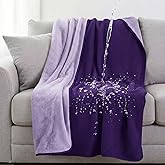 Tisancy Waterproof Blanket for Bed Couch Sofa, 40''x60'' Reversible & Washable, Fleece and Flannel Waterproof Mat, Water Resistant Bed Cover, Leakproof Mattress Protector(Light Purple/Dark Purple)