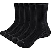 YUEDGE Mens Socks Moisture Wicking Cushioned Crew Socks Performance Gym Tennis Training Athletic Socks for Men