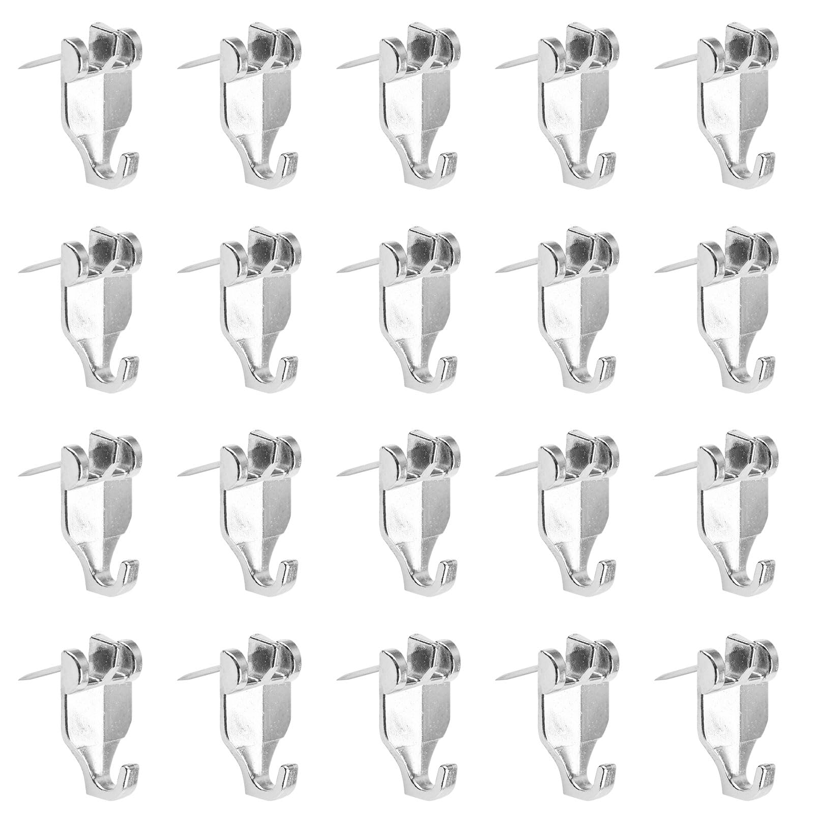 INCREWAY Heavy Duty 20Pcs Nail-Free Picture Hangers Easy Tool-Free Drywall Art Hanger Hooks for Photo Frame, Small Mirrors, Artworks (Silver)