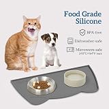 OHMO Silicone Cat & Dog Food Mat, Waterproof Non-Slip 46x25 cm Dark Grey view 3