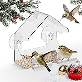 BTFSZ Clear Window Bird Feeder for Outside - Strongest Suction Cups 360° View Acrylic Design, Easy Fill & Clean Removable Tray-Perfect Christmasfor Gifts Bird Lovers, Kids, Grandparents,Cat Owners