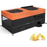 64" Large Chick Brooder Box, Baby Chicken Cage with Removable Roof &amp; Floor | Spacious Dual Zones, Holds 30-35 Chicks, Waterproof 600D Oxford Fabric, Easy-Clean, Zipper Doors, for Ducklings, Rabbits