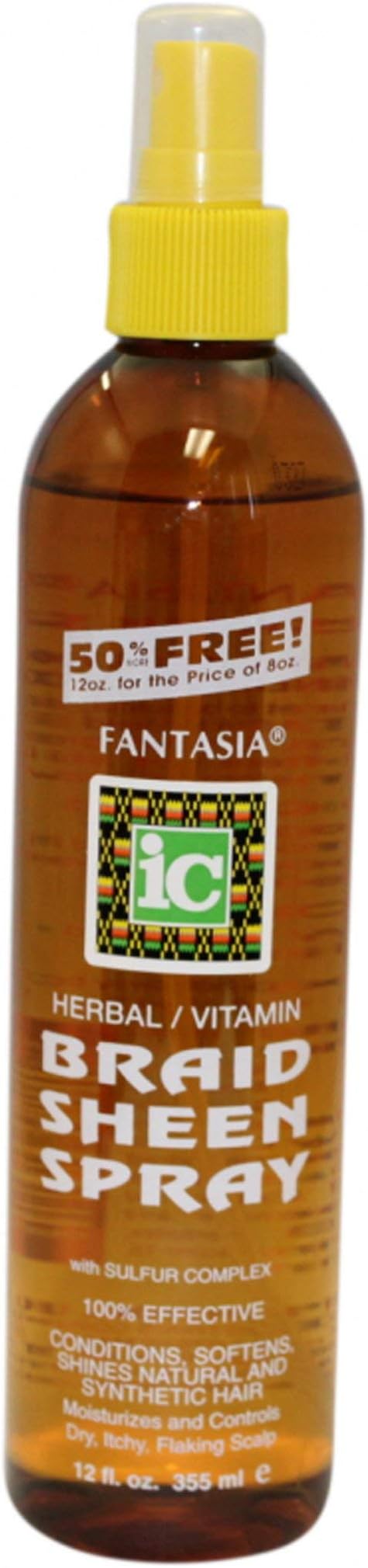Fantasia IC Braid Sheen Spray 12 oz Moisturizes Softens Shines Dreadlocks Weaves