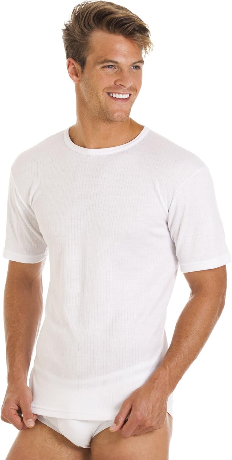 Haigman 2 Pack Mens Base Layer Crew Neck Short Sleeve Thermal T Shirt