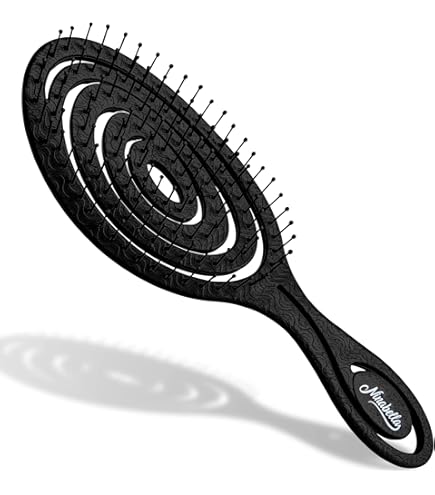 Black-Zigzag1) - Speed Dry Hair Brush Soft Bristles Flexible