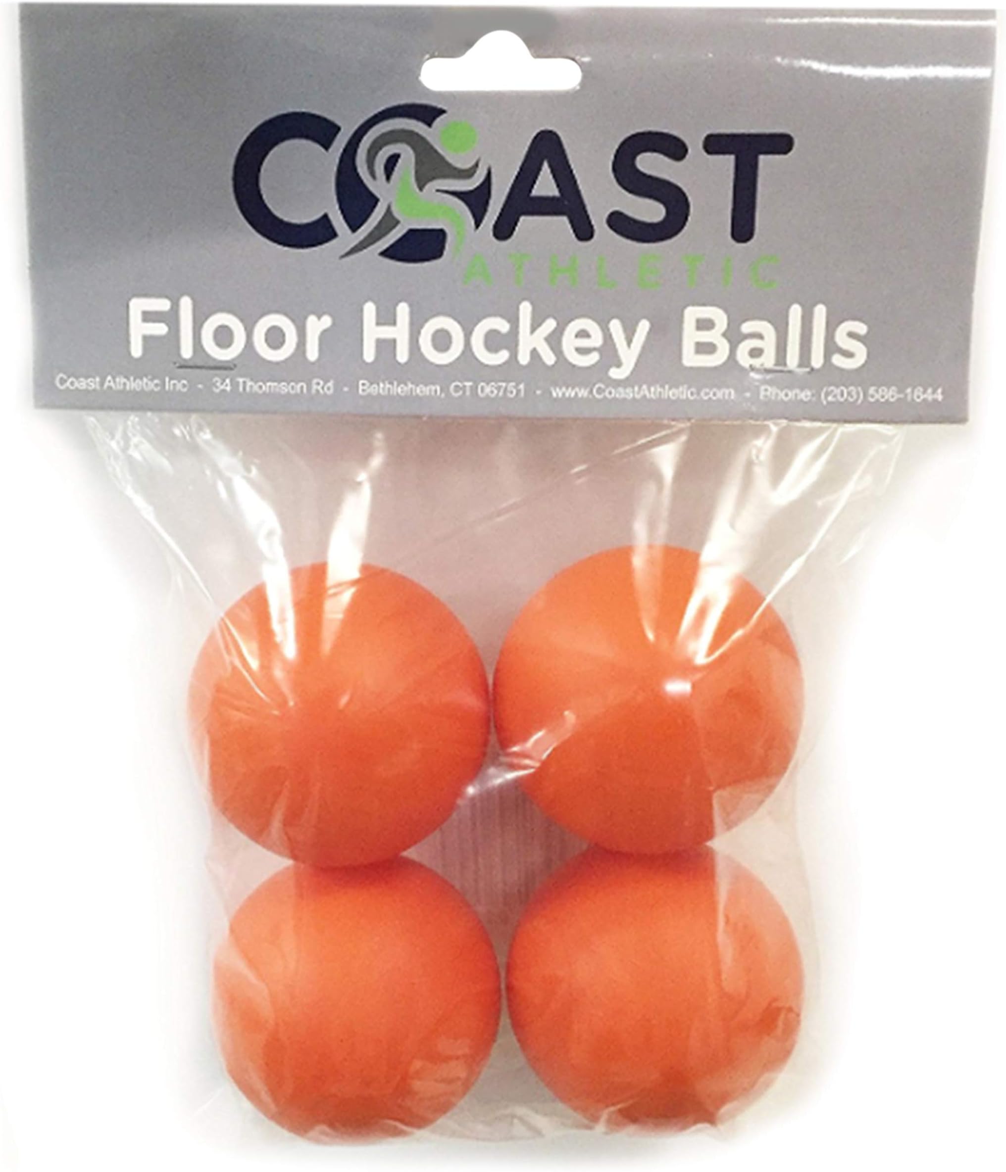 Coast Athletic No-Bounce Street Hockey Balls | Floor Hockey Balls | Roller Hockey Balls | Gym Hockey Balls - 4 Pack (Retail Packaged)