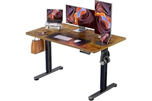ErGear Height Adjustable Electric Standing Desk, 48 x 24 Inches Sit Stand up Desk, Memory Computer Home Office Desk with Splice Board (Vintage Brown)