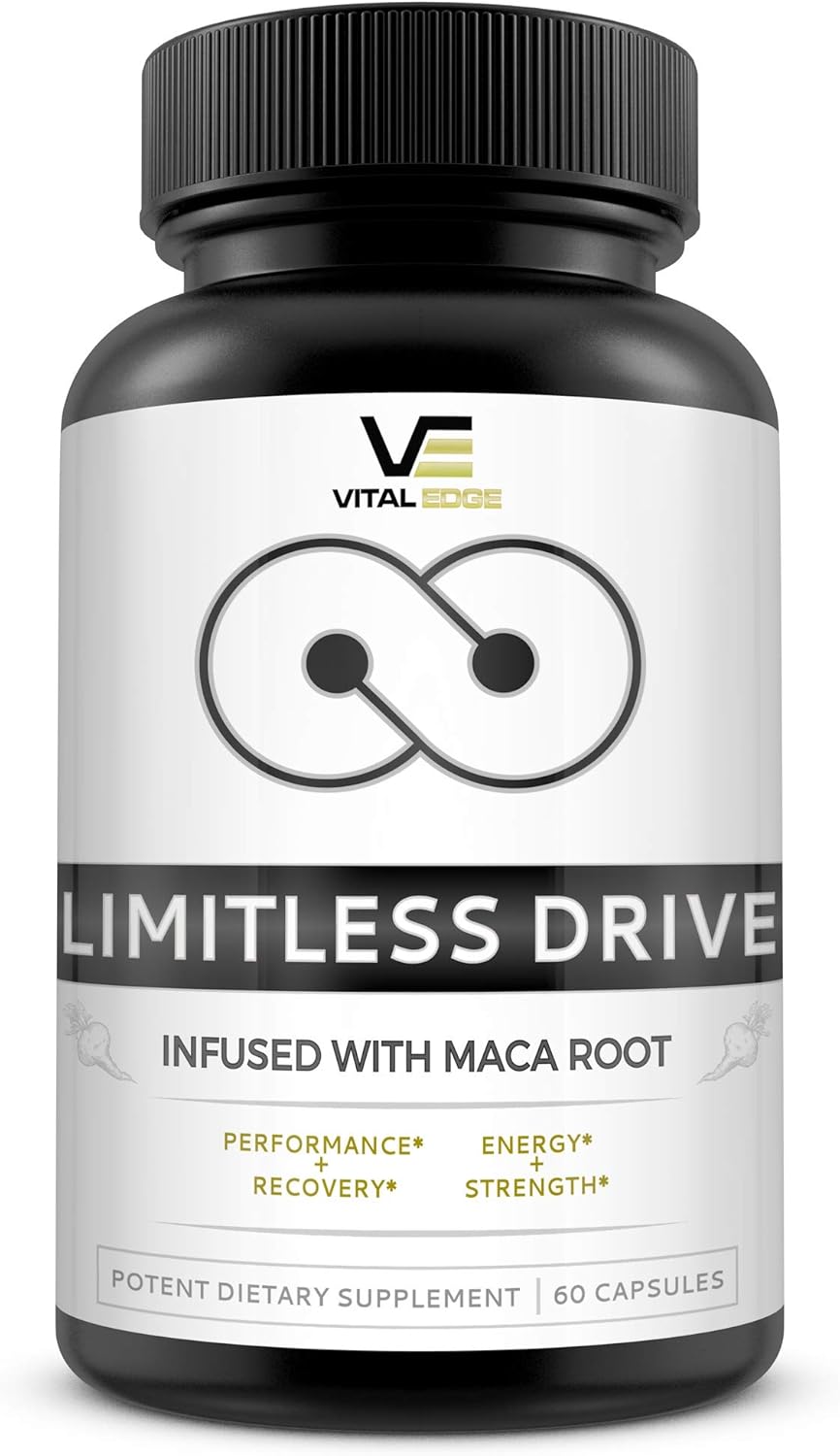 Limitless Drive - Active Male Optimization - Natural Energy Support Complex for Men | Improve Energy and Athletic Performance Pills Increase Herbal Supplement w/ Maca, L-Arginine and Ginseng: Health & Personal Care
