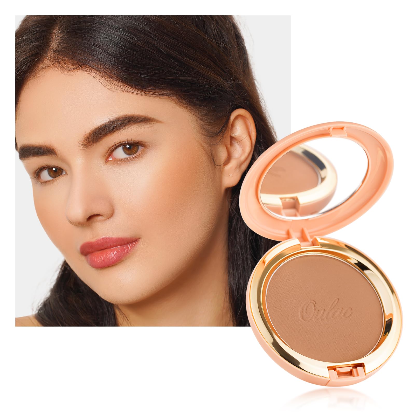 Oulac Brozner Powder Face Makeup - Bronzed Satin Finish, Highly Pigmented, Sun kissed Natrual Look, Also for Blusher, Contour Cream Bronzer, Vegan & Cruelty-Free BS01