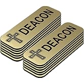 Deacon, Cross Design, 1 x 3 Name Tag/Badge, Brushed Gold (10 Pack)