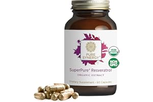 PURE SYNERGY SuperPure Resveratrol Extract | Organic Resveratrol Supplement | Antioxidant Trans-Resveratrol Extract with Grape Polyphenols | for Healthy Aging, Heart, and Skin Health (60 Capsules)